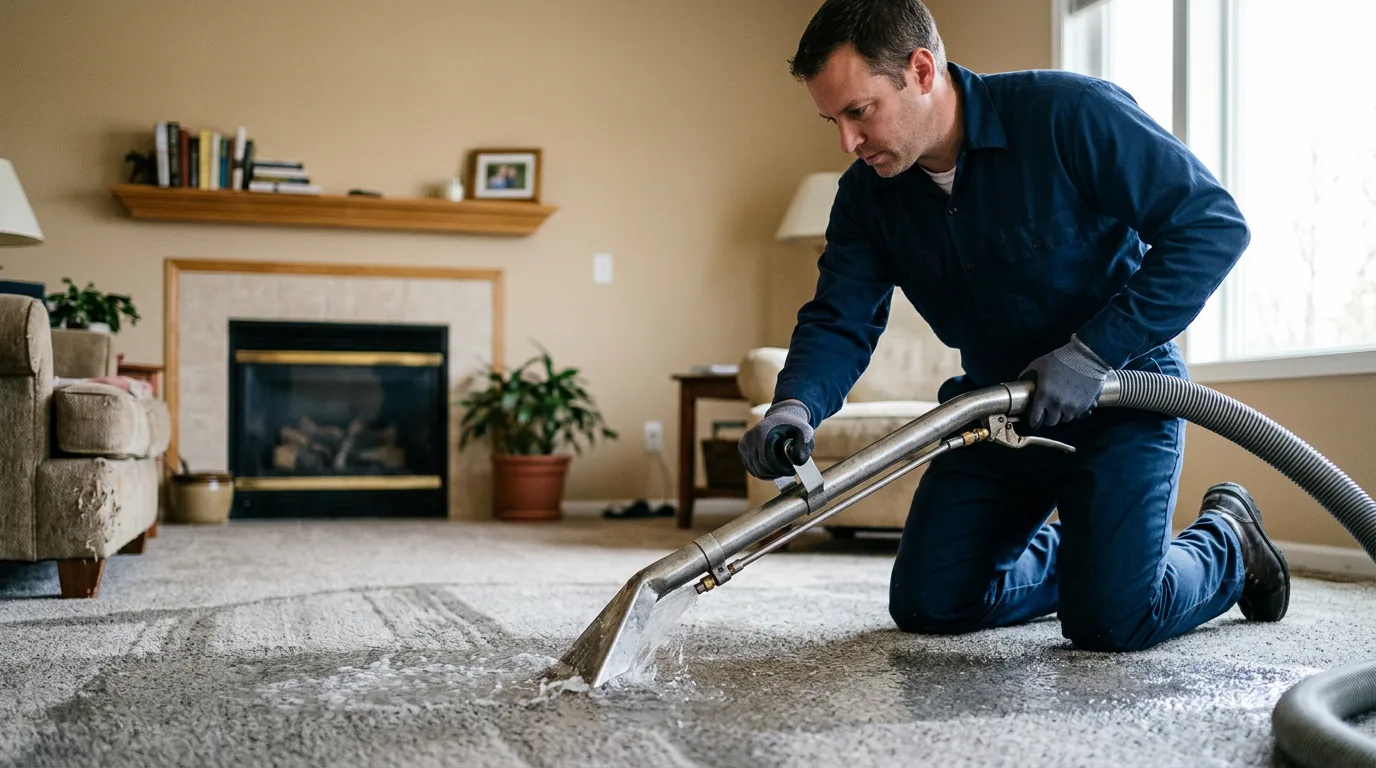 Water damage restoration technician working near Gladstone, MO